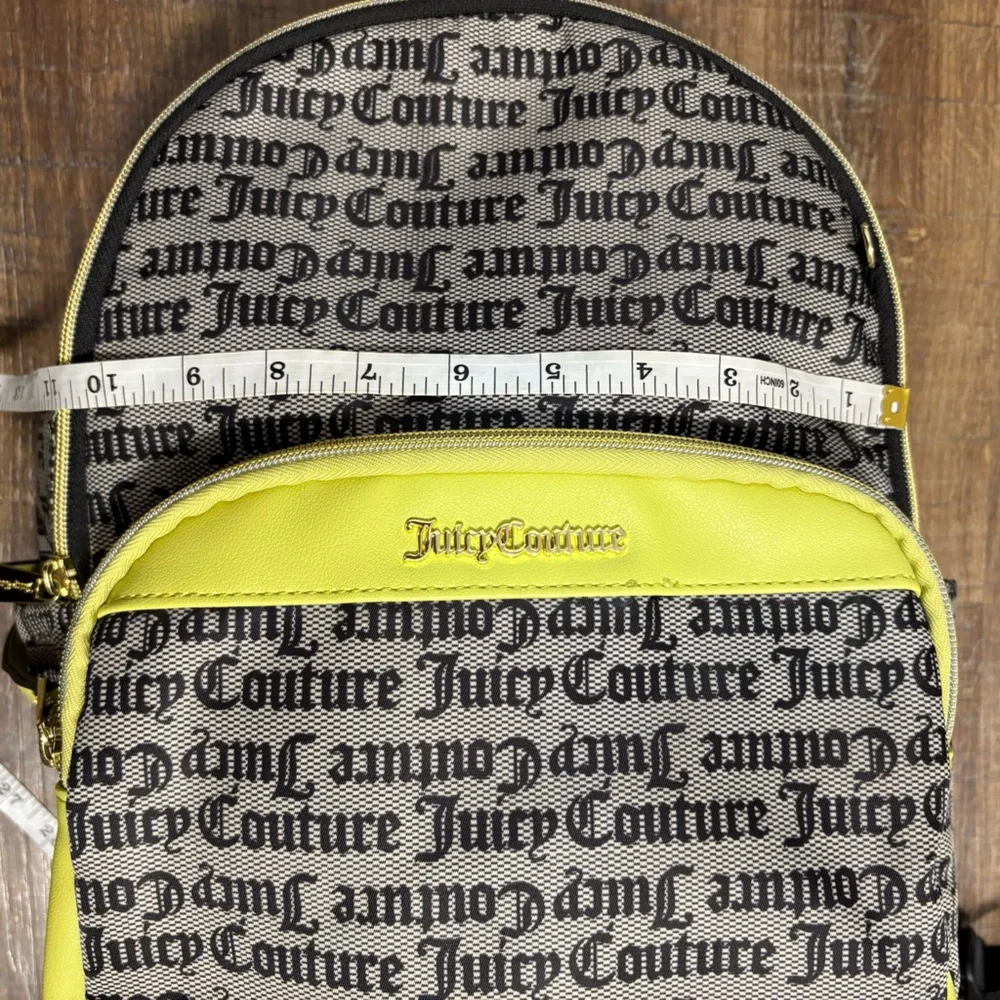 Juicy Couture Neon Yellow-Trim Logo Mini Backpack
